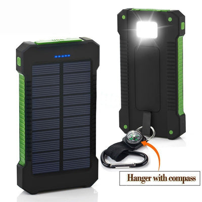 Ultra-Thin Solar Charger – Portable Mobile Power Bank with Camping Light
