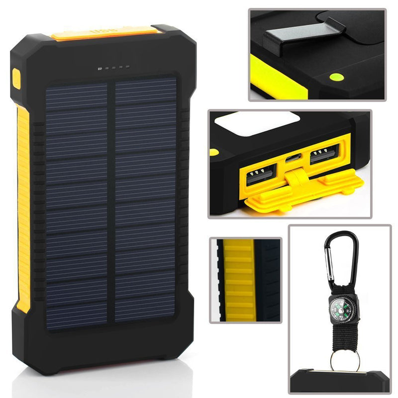 Ultra-Thin Solar Charger – Portable Mobile Power Bank with Camping Light