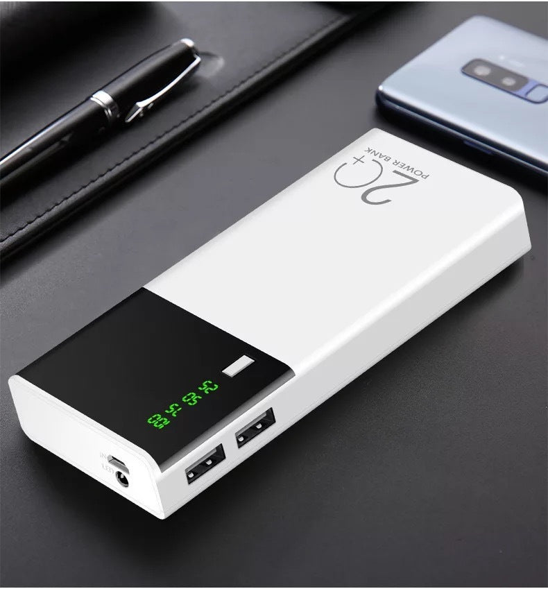 20000mAh Black Power Bank – Fast & Durable Portable Charger