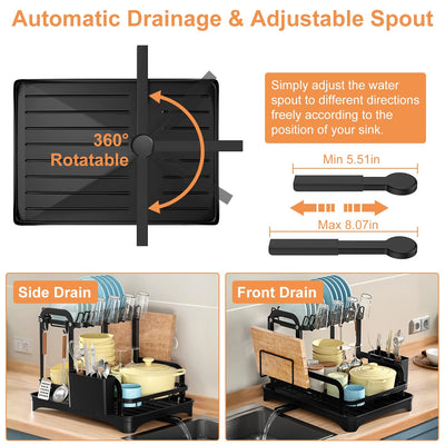 1Pc  2-Tier Dish Drying Rack For Kitchen
