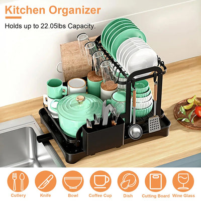 1Pc  2-Tier Dish Drying Rack For Kitchen