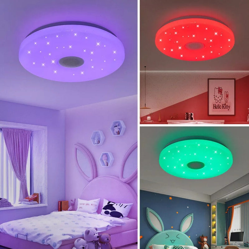 LED RGB Ceiling Light Bluetooth Speaker Music Light Dimming With Remote Control