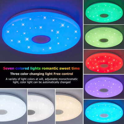 LED RGB Ceiling Light Bluetooth Speaker Music Light Dimming With Remote Control