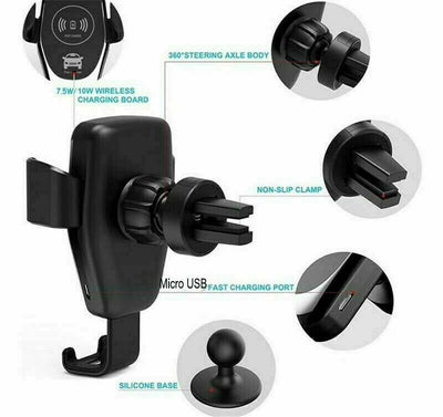 10W QI Wireless Fast Car Charger Mount Holder Stand