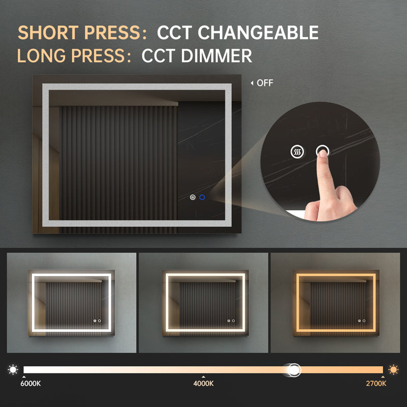 LED Bathroom Mirror With Touch Button Control