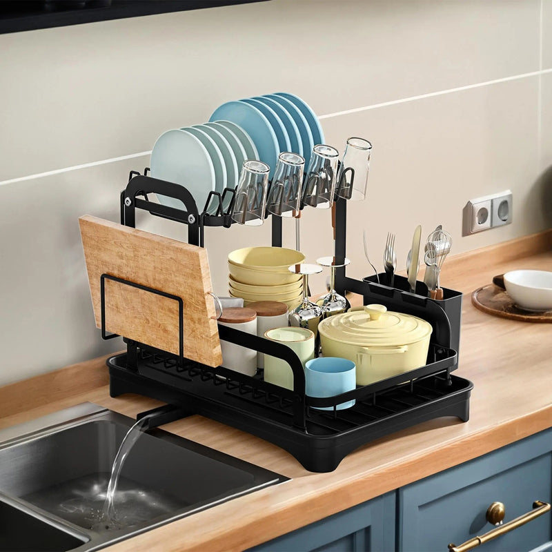 1Pc  2-Tier Dish Drying Rack For Kitchen