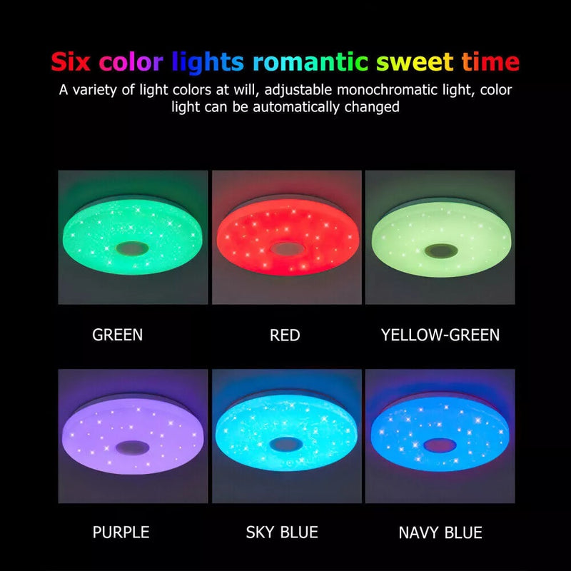 LED RGB Ceiling Light Bluetooth Speaker Music Light Dimming With Remote Control